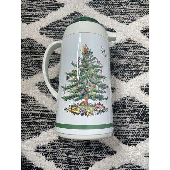 Vintage Spode Christmas Tree Thermal Carafe Thermos Pot Coffee Tea Hot Water - Picture 1 of 13